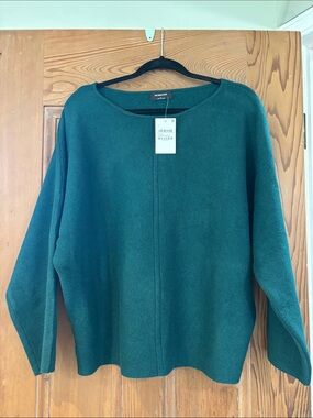 The Work Shop Women's Relaxed Crewneck Sweater in Hunter Green Size Large NWT
